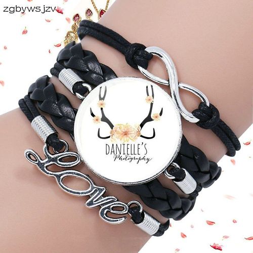 Bracelet En Cuir Noir Unisexe, Cabochon En Verre Multicouche, Bijoux Faits  La Main, Fleur Jaune, Wapiti
