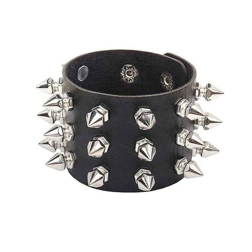 Bracelet En Cuir Pu Clout Pour Homme Et Femme,Punk,Gothique,Steampunk,Noir,Rivet  Pointes,Manchette,Unisexe,Annes 80