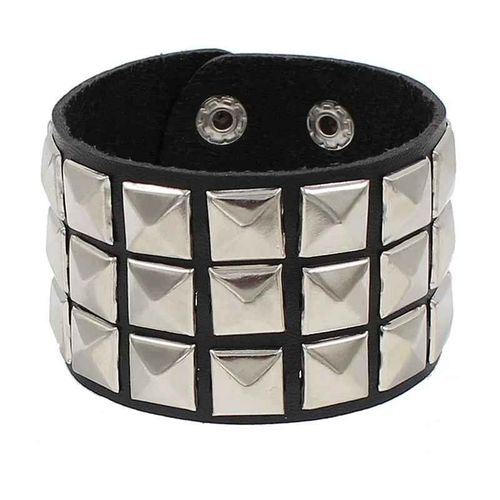 Bracelet En Cuir Pu Clout Pour Homme Et Femme,Punk,Gothique,Steampunk,Noir,Rivet  Pointes,Manchette,Unisexe,Annes 80