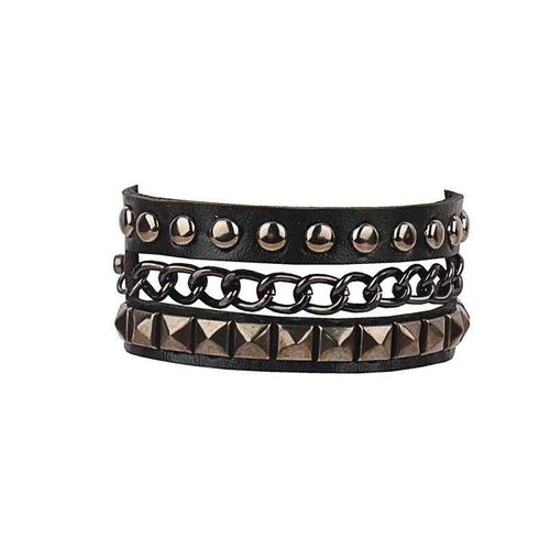 Bracelet En Cuir Pu Clout Pour Homme Et Femme,Punk,Gothique,Steampunk,Noir,Rivet  Pointes,Manchette,Unisexe,Annes 80