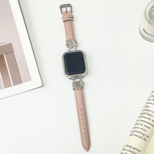 Bracelet En Cuir Souple Rouge Limit Pour Apple Watch, Compatible Avec Les Modles De La Gnration 978 Et Iwatch 6543se-Pacha Dog - Boucle Platine Poudre De Racine De Lotus - 38 Mm/40 Mm/41 Mm