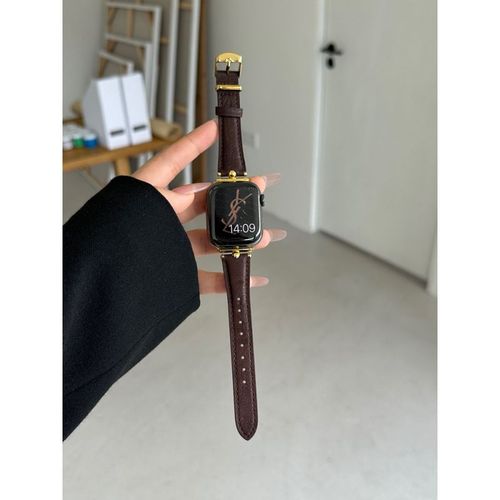 Bracelet En Cuir Vritable De Haute Qualit Pour L'automne Et L'hiver, Adapt  La Gnration Apple Watch 23456s7s8 S109iwatch-Chocolat  Boucle Dore - (1/2/3 Gnration 42 Mm) / 44/45/46/49 Mm Uni