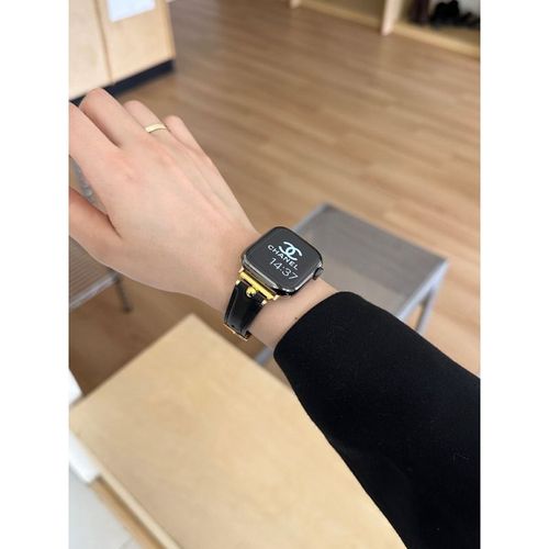 Bracelet En Cuir Vritable De Haute Qualit Pour L'automne Et L'hiver, Adapt  La Gnration Apple Watch 23456s7s8 S109iwatch-Noir  Boucle Dore - 38/40/41/(10e Gnration 42 Mm) Universel
