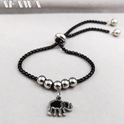 Bracelet En Forme D'lphant Pour Femmes, Chane En Acier Inoxydable, Couleur Noire, Bijoux  La Mode, B18503, 2021