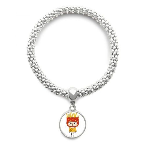 Bracelet En Forme De Frites, Huile, Collation Jaune, Pomme De Terre Uu, Argent, Pendentif, Bijoux, Chane Rglable