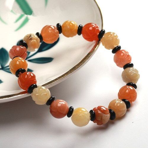 Bracelet En Jade Naturel Hetian Pour Femmes, Pierres Prcieuses, Fait  La Main, Lotus Color Sculpt  La Main, Perles De Jade