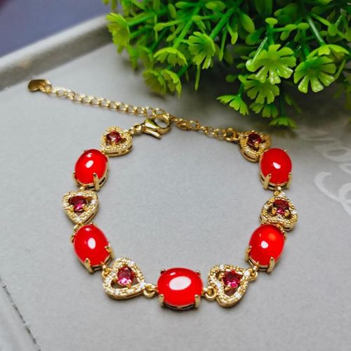 Bracelet En Jade Vritable Pour Femmes, Bijoux Fins En Calcdoine Rouge, Vritable Pierre De Jades Certifie Chinoise, Accessoire En Cornaline