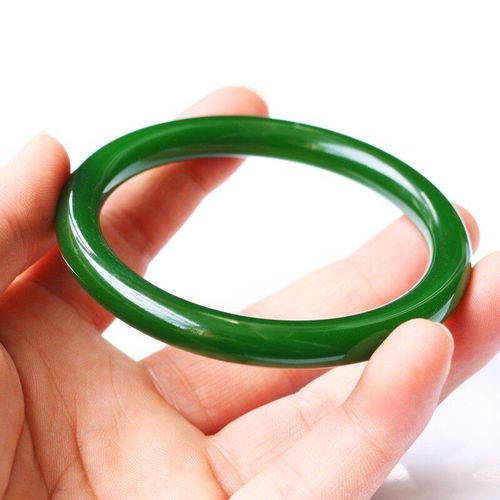 Bracelet En Jaspe Vert Chinois Naturel Sculpt  La Main, Bijoux  La Mode En Jade Fine Ronde En Nphrite pinard Pour Filles Et Mres