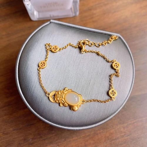 Bracelet En Lingot De Grenouille Dore, En Calcdoine Blanche Naturelle Hetian, Style Chinois, Rtro Classique, Ancien, Or, Artisanat Folklorique, Bijoux Pour Femmes