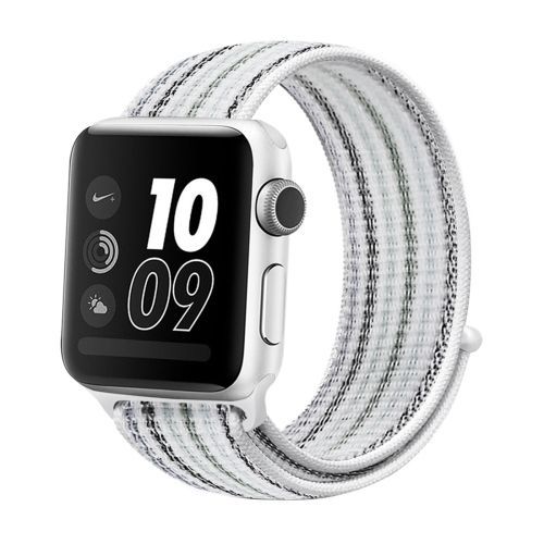 Bracelet En Nylon  Boucle Pour Apple Watch Series 8/7 (41 Mm) Et Se 2/6/5/4 (40 Mm) Et Series 3/2/1 (38 Mm) - Rayures Blanches