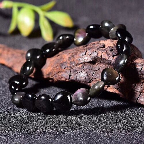 Bracelet En Obsidienne En Forme De CUr, Il D'arc-En-Ciel Naturel, Simple Boucle, Accessoires De Bricolage, Ornements  Main Avec Diffrentes Couleurs D'yeux