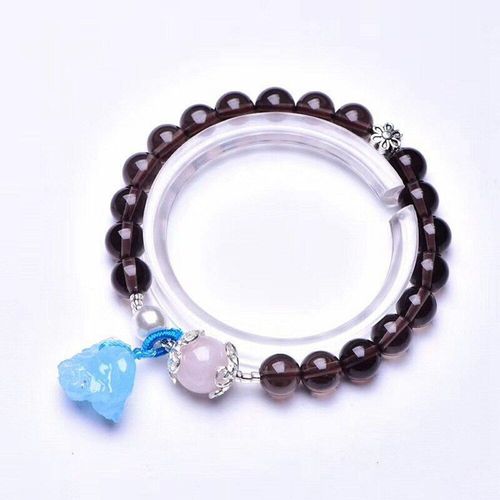 Bracelet En Obsidienne Naturelle Avec Un Trsor De Glace Bleue De Mer, Avec Le Type De Pendentif,  La Mode, Magnifique