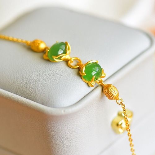 Bracelet En Or Incrust De Jade Naturel Hetian, Artisanat Ancien, Ovale, Renard Vert Lger, Luxe Exquis, Bijoux En Argent Pour Dames
