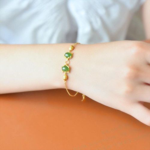 Bracelet En Or Incrust De Jade Naturel Hetian, Artisanat Ancien, Ovale, Renard Vert Lger, Luxe Exquis, Bijoux En Argent Pour Dames