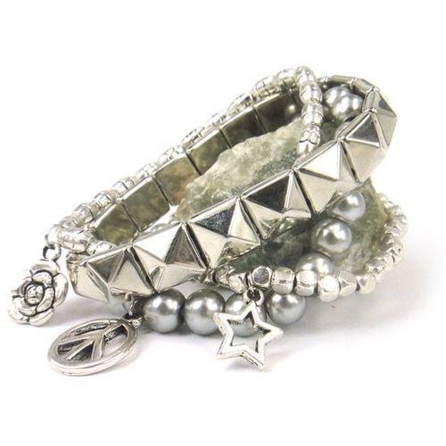 Bracelet En Perles De Verre Carres, 4 Ranges De Perles En Forme De Pyramide, Avec Fleur De Rose, Breloque De Paix, Pentacle, Cadeau Pour Femmes, Livraison Gratuite