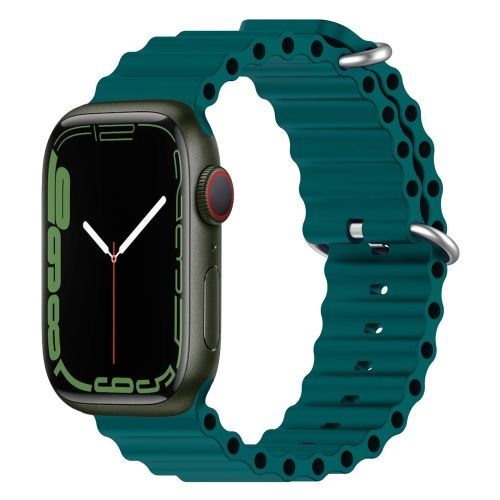 Bracelet En Silicone Ocean Pour Apple Watch Series 8/7 (41 Mm) Et Se 2/6/5/4 (40 Mm) Et Se/3/2/1 (38 Mm) - Vert Fonc
