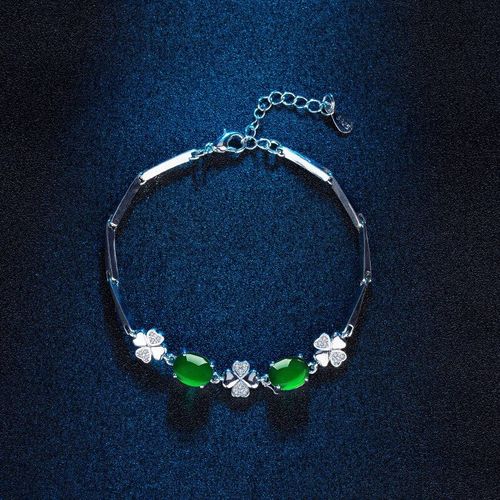 Bracelet En Trfle De Jade Amulette Hetian Pour Femmes, Cadeaux, Bijoux En Calcdoine Naturelle, Breloque En Argent 925,  La Mode