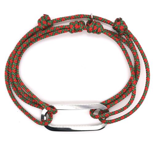 Bracelet Homme Olivier Lafond Figaro Anneau Lisse Double Lien Rouge Et Vert