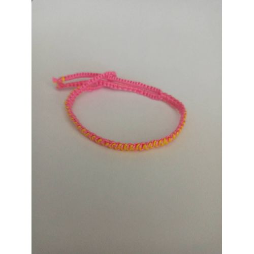Bracelet Macram Jaune Et Fuchsia