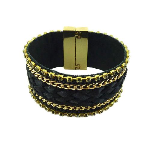 Bracelet Multibrins Chaine Dor Tress Noir