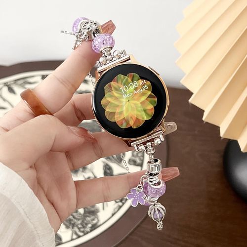 Bracelet Pandora En Mtal Adapt  L'apple Watch Iwatch78se 6541, Chane Perle, Pendentif De Niche-Attrape-Rves Violet - Huawei Gt3pro Cadran 46 Mm