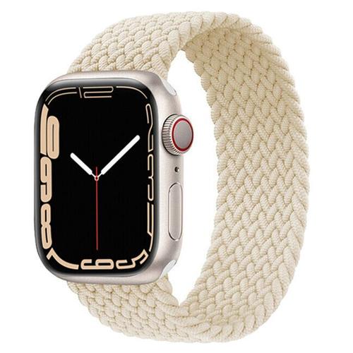 Bracelet Pour Apple Watch 42mm/44mm/45mm/49mm Series Ultra 8 Se 7 6 5 4 3 2 1 - Boucle Unique Tress Doux Beige - Taille S - E.F.Connection