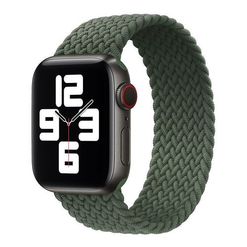 Bracelet Pour Apple Watch 42mm/44mm/45mm/49mm Series Ultra 8 Se 7 6 5 4 3 2 1 - Boucle Unique Tress Vert Nuit - Taille L - E.F.Connection