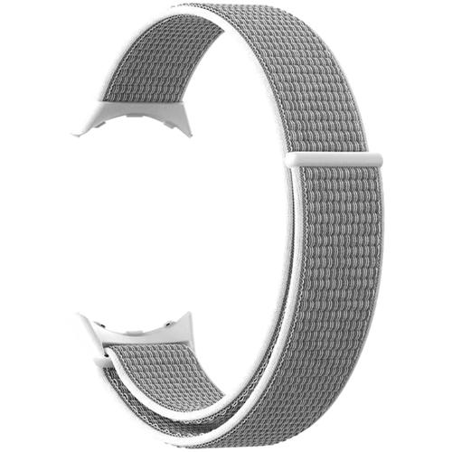 Bracelet Pour Google Pixel Watch Nylon Tiss Ajustable Gris Blanc