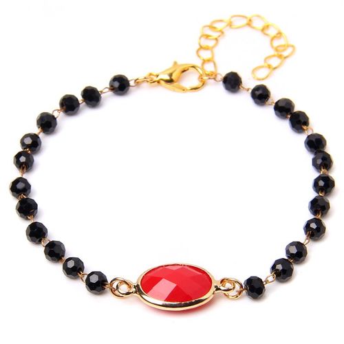 Bracelets  Breloques Ajustables En Pierre Naturelle Pour Femmes, Perles En Cristal Onyx Noir, En Alliage,  Chane Fine, Bijoux Reiki