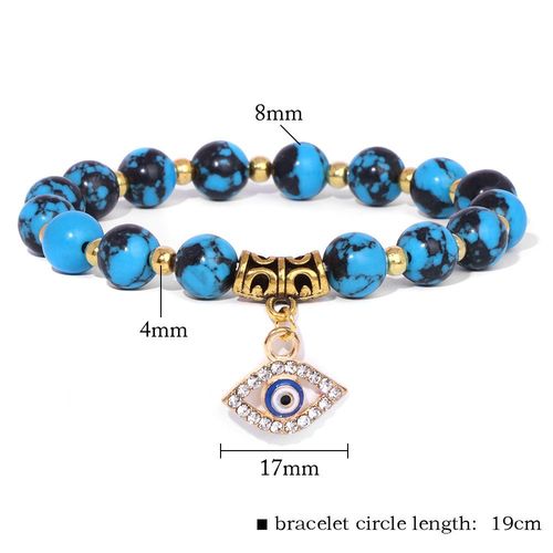 Bracelets Avec Pendentif Mauvais Il Turc Pour Hommes Et Femmes, Pierre Naturelle, Onyx Noir, Perles De Lave, Faits  La Main,  La Mode