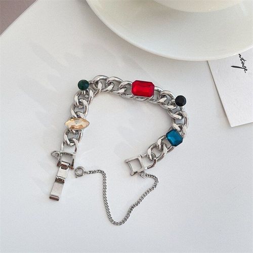 Bracelets Avec Pendentif Rond En Acrylique Noir Pour Femmes, Chane Cubaine, Simple, Chic, En Acier Inoxydable, Texture, Tendance, Bijoux De Poignet