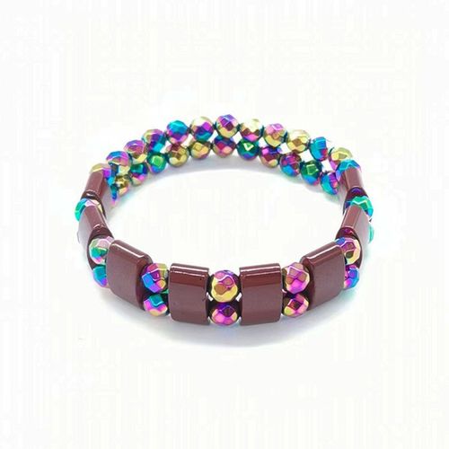 Bracelets De Calculs Biliaires Noirs A Facettes Colors A Double Couche Les Plus Vendus Avec Des Bracelets En Magntite En Hmatite Pour Les Femmes-Bracelet Color A Double Range Style 1