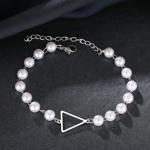 Bracelets En Acier Inoxydable Pour Femmes, Triangle Gomtrique, Mode Corenne, Pendentif, Breloques, Perle, Bijoux, Cadeaux De Fte