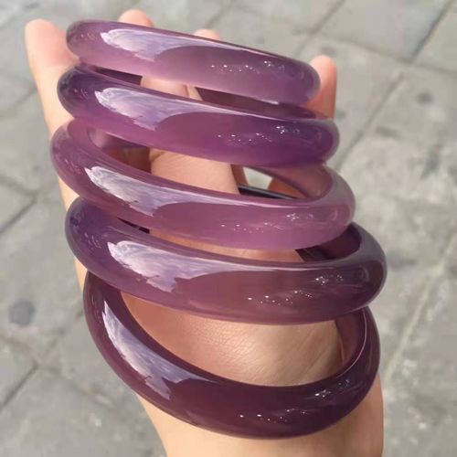 Bracelets Violets En Calcdoine Naturelle De Classe A Pour Femmes, Bijoux En Jade Sculpt  La Main, En Jade, En Vritable Agate, Cadeau
