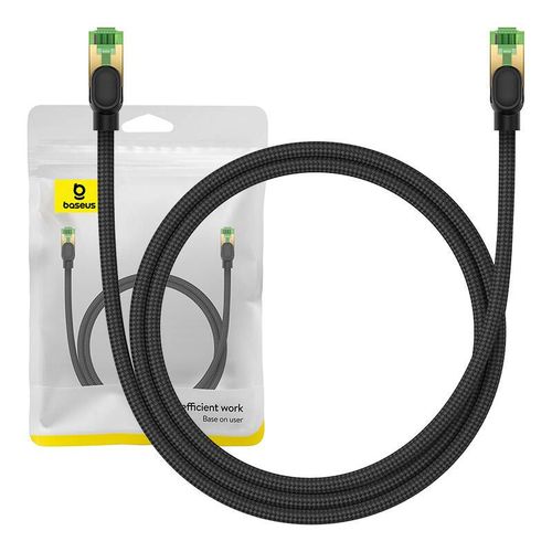 Braided Network Cable Cat.8 Baseus Ethernet Rj45, 40gbps, 1m (black)