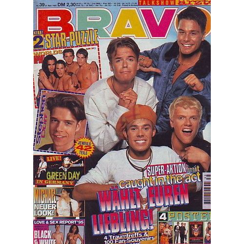 Bravo ( Deutsch Mag ) Jaason Simmons 1p/ Michael Jackson 2p/ Caught In The Act 2p/ Puzzle Stephen Drr & Worlds Apart / Steffi Graf & Pete Sampras 1/2p/ Braveheart Mel Gibson Sophie Marceau 2p/ Green Day 2p+Poster/ Poster Stallone , Kelly Family 39
