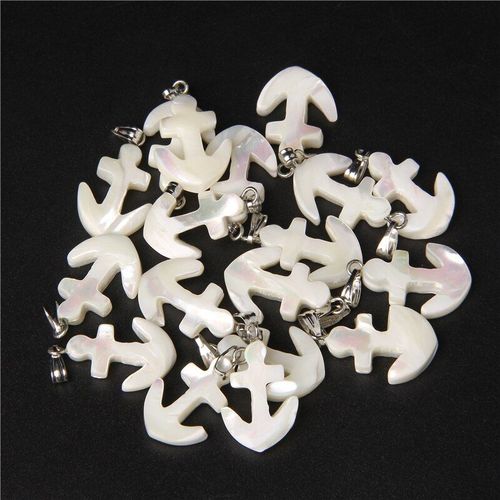 Breloques En Coquillage Blanc En Forme D'ancre, Boucles D'oreilles, Accessoires, Pendentif En Nacre Naturelle, Pour La Fabrication De Colliers, Diy