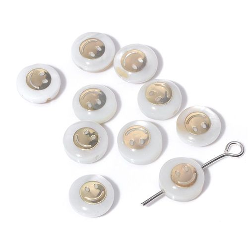 Breloques En Nacre Ronde Blanche, Motif Mignon, Pendentif En Nacre, Accessoire De Bijoux De Direction, Bracelet Et Collier  Faire Soi-Mme, 1-10 Pices