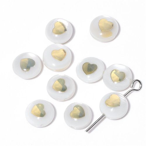 Breloques En Nacre Ronde Blanche, Motif Mignon, Pendentif En Nacre, Accessoire De Bijoux De Direction, Bracelet Et Collier  Faire Soi-Mme, 1-10 Pices