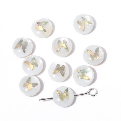 Breloques En Nacre Ronde Blanche, Motif Mignon, Pendentif En Nacre, Accessoire De Bijoux De Direction, Bracelet Et Collier  Faire Soi-Mme, 1-10 Pices