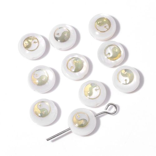 Breloques En Nacre Ronde Blanche, Motif Mignon, Pendentif En Nacre, Accessoire De Bijoux De Direction, Bracelet Et Collier  Faire Soi-Mme, 1-10 Pices
