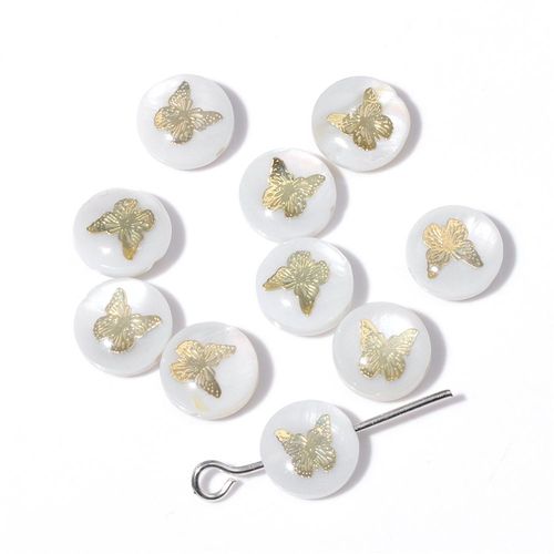 Breloques En Nacre Ronde Blanche, Motif Mignon, Pendentif En Nacre, Accessoire De Bijoux De Direction, Bracelet Et Collier  Faire Soi-Mme, 1-10 Pices