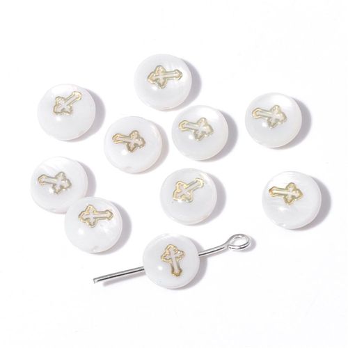Breloques En Nacre Ronde Blanche, Motif Mignon, Pendentif En Nacre, Accessoire De Bijoux De Direction, Bracelet Et Collier  Faire Soi-Mme, 1-10 Pices