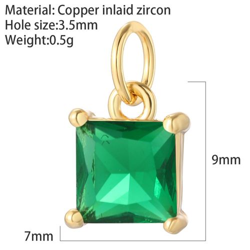 Breloques Gomtriques Carres En Cristal Pour Bijoux, Pendentif Boho Dijes, Fournitures Excutives, Document Dor, Bohme, Mignon, Vert, Rouge, Bleu