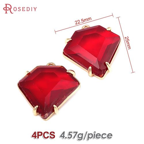 Breloques Polygonales En Laiton Et Verre Pour Documents En Or 18 Carats, Bijoux  Bricoler Soi-Mme, Fournitures Excutives, Collier, Boucles D'oreilles, Accessoires Pour Femmes, 4 Pices