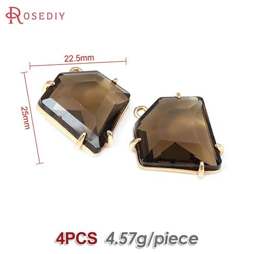 Breloques Polygonales En Laiton Et Verre Pour Documents En Or 18 Carats, Bijoux  Bricoler Soi-Mme, Fournitures Excutives, Collier, Boucles D'oreilles, Accessoires Pour Femmes, 4 Pices