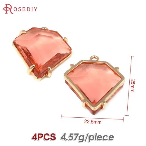 Breloques Polygonales En Laiton Et Verre Pour Documents En Or 18 Carats, Bijoux  Bricoler Soi-Mme, Fournitures Excutives, Collier, Boucles D'oreilles, Accessoires Pour Femmes, 4 Pices