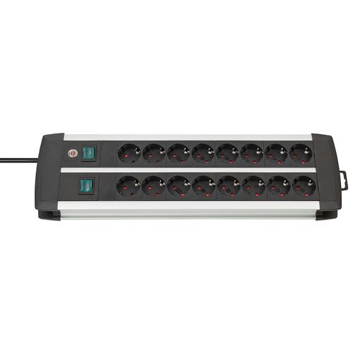 Brennenstuhl Premium-Alu-Line Technique 16 Prises Duo Noir 3m H05vv-F 3g1,5 Prises Commutables Par 8