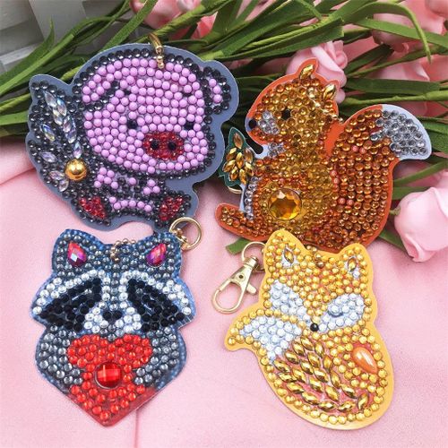 Bricolage Portefeuille 5d Diamant Peinture Oiseau Champignon Arbre De Nol Voiture Cactus cureuil Animal Porte-Cls Porte-Cls Pendentif Cadeau Jouets Ensembles