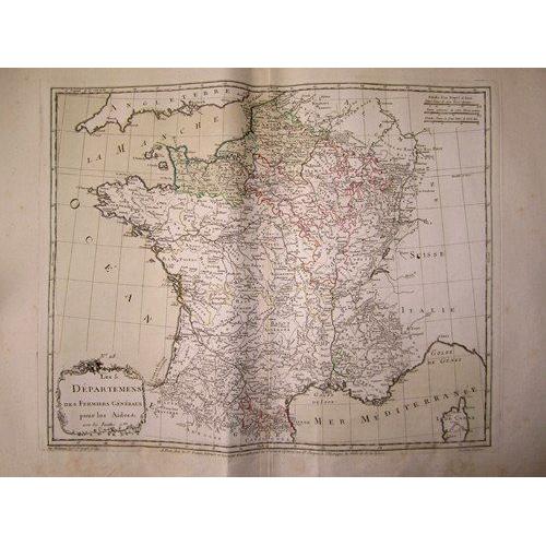 Les 5 Dpartements Des Fermiers Gnraux Pour Les Aides Ave Les Recettes Gnrales [ Belle Carte En Coloris D'poque, Extraite De L'atlas La France   de Brion De La Tour